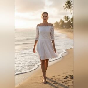 Chic White Lace Off-Shoulder Dress